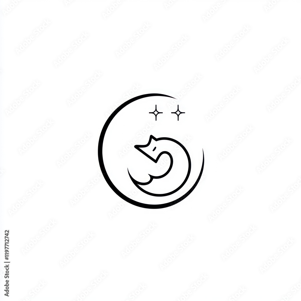 Sleeping fox moon stars night peaceful illustration design Sleeping fox moon stars night peaceful illustration design