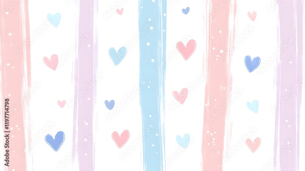 Pastel Hearts and Stripes Background Design Pastel Hearts and Stripes Background Design