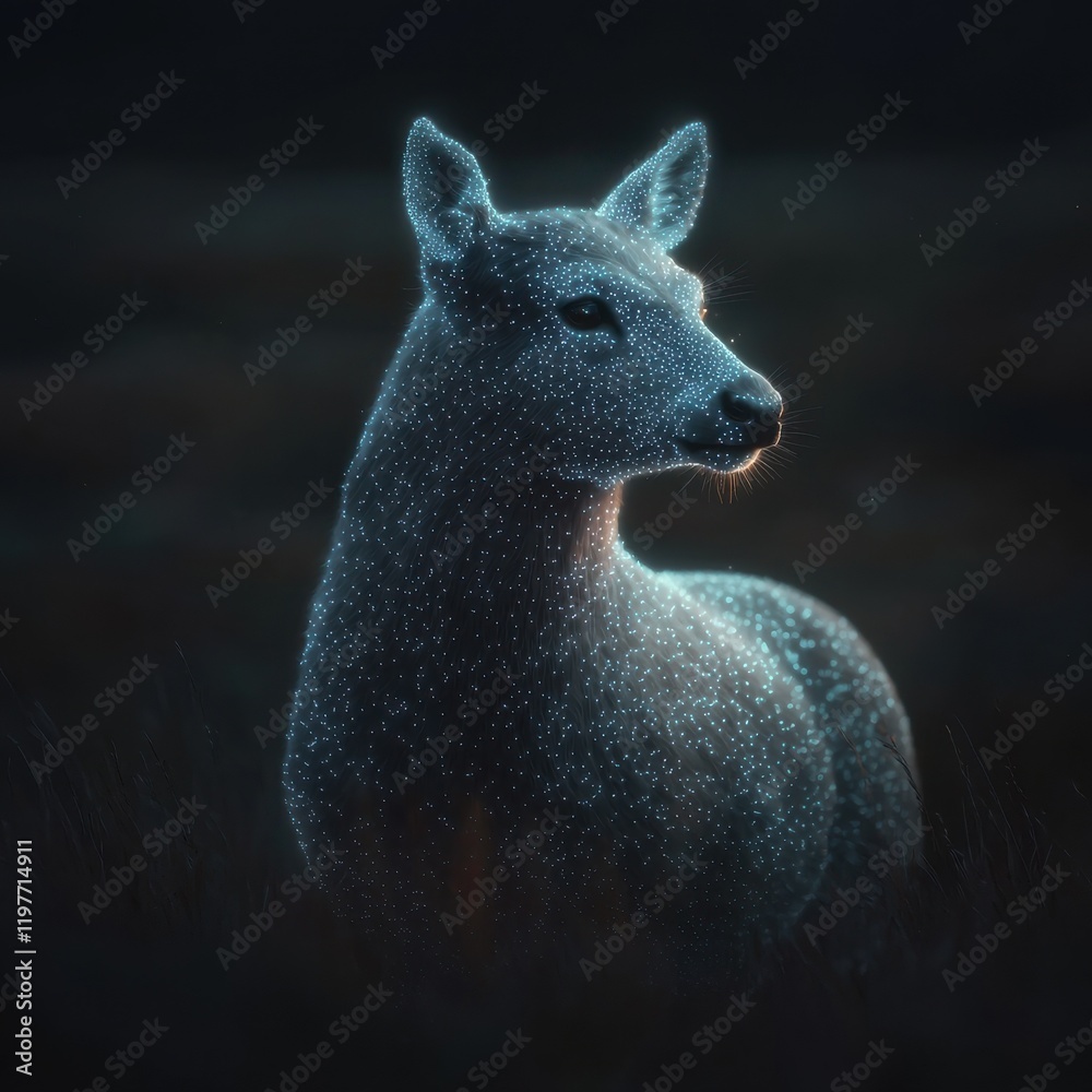 Naklejka premium Moonlit creatures glowing nocturnal animals in the enchanted forest captured in dreamy environment