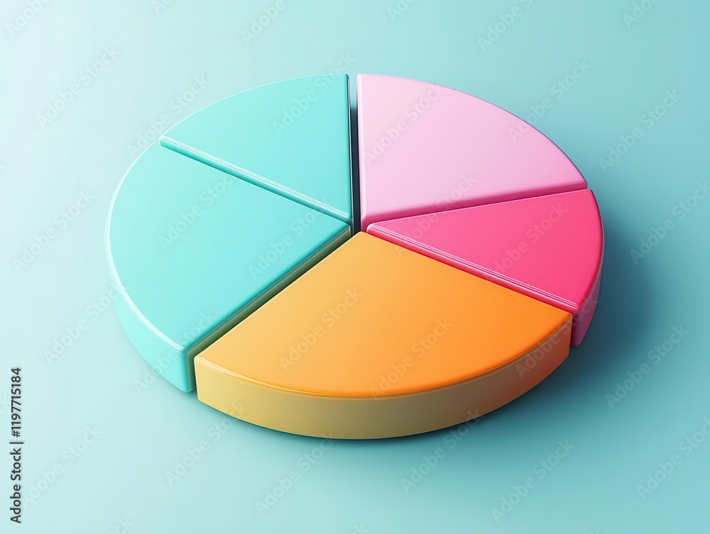 Fototapeta premium 3D pie chart visualizing the allocation of equities and bonds in a mixed fund, balanced investment, financial strategy