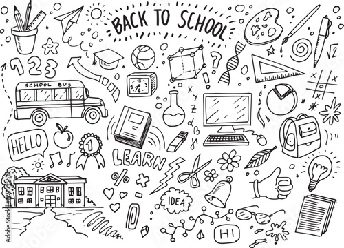 Back to school vector hand drawn doodles