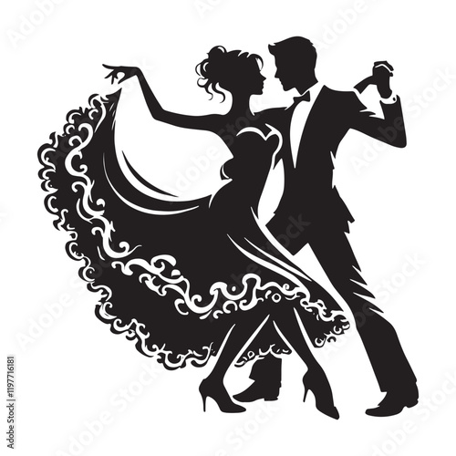 Couple dance silhouette for innovative media and artistic applications - Couple dance illustration - minimallest couple dance vector - Valentine silhouette


