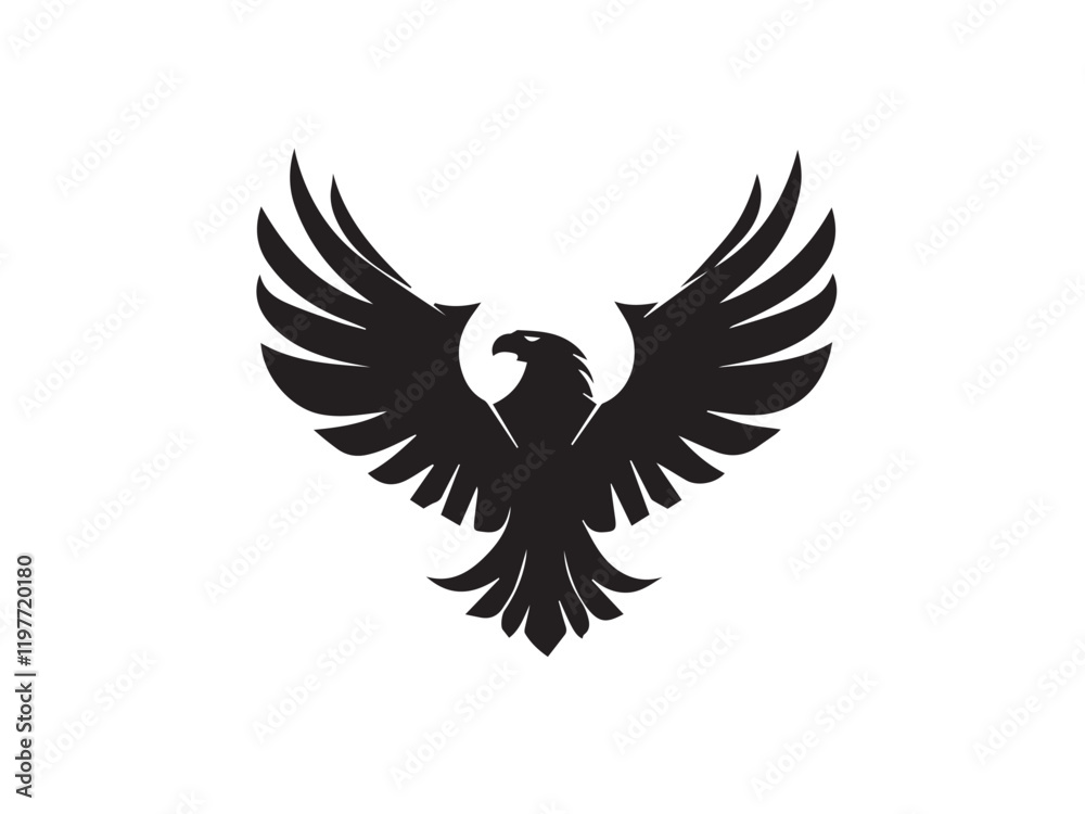 Fototapeta premium Black Eagle Silhouette. Eagle icon. Black Flying Eagle logo. Black Eagle silhouette isolated on white background. Vector illustration. 