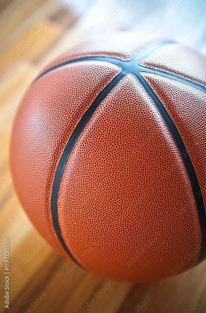 Close-up View of a Classic Basketball. A Detailed Look at the Texture and Design of a Sporting Equipment Close-up View of a Classic Basketball. A Detailed Look at the Texture and Design of a Sporting Equipment