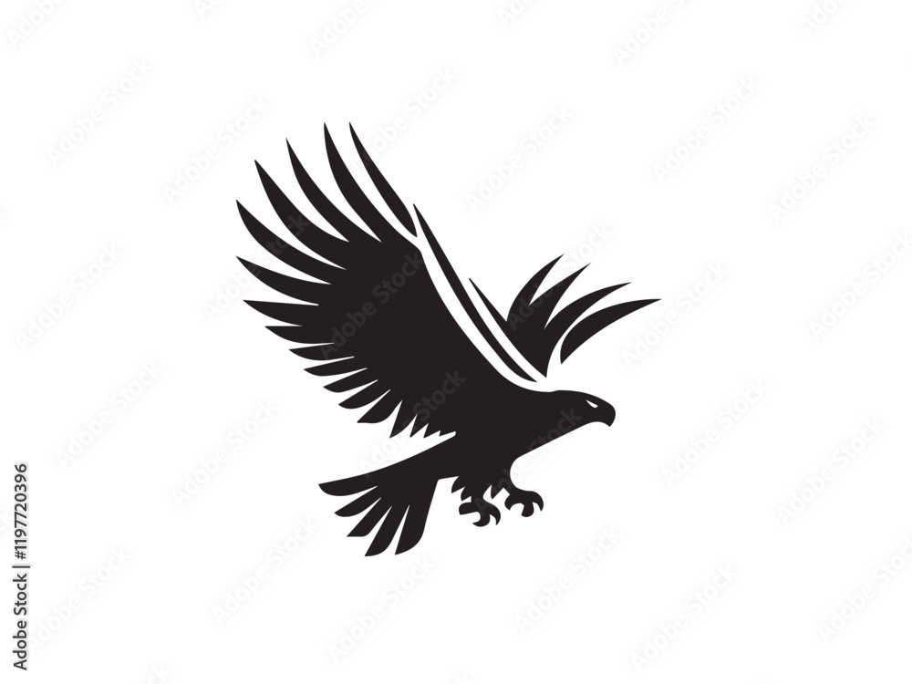 Fototapeta premium Black Eagle Silhouette. Eagle icon. Black Flying Eagle logo. Black Eagle silhouette isolated on white background. Vector illustration. 