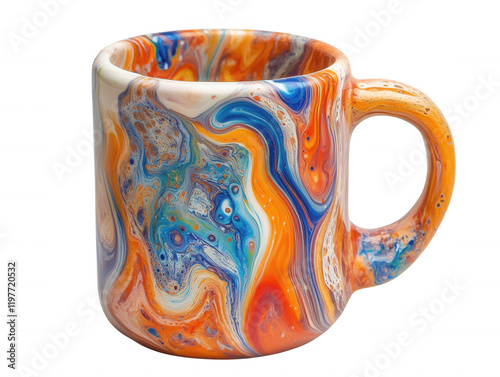 Vibrant Abstract Fluid Art Coffee Mug Swirl Design Colorful Ceramic Cup photo