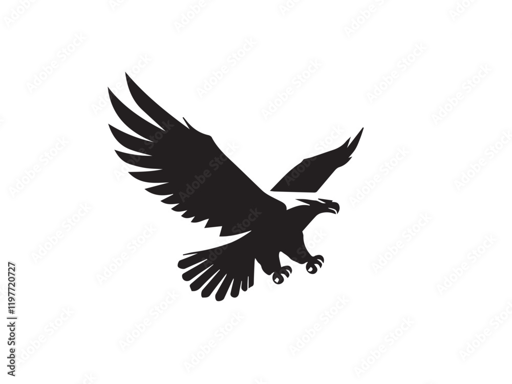 Fototapeta premium Black Eagle Silhouette. Eagle icon. Black Flying Eagle logo. Black Eagle silhouette isolated on white background. Vector illustration.