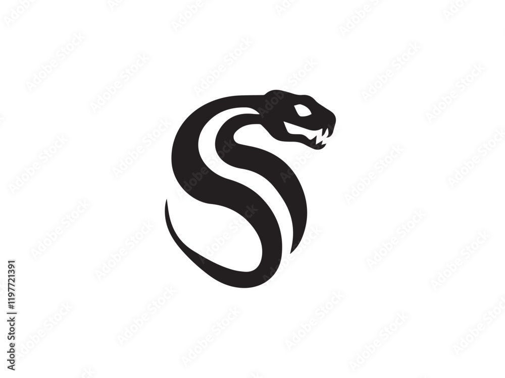 Obraz premium Black Snake Silhouette. Snake icon. Snake logo. Black snake silhouette isolated on white background. Vector illustration. 