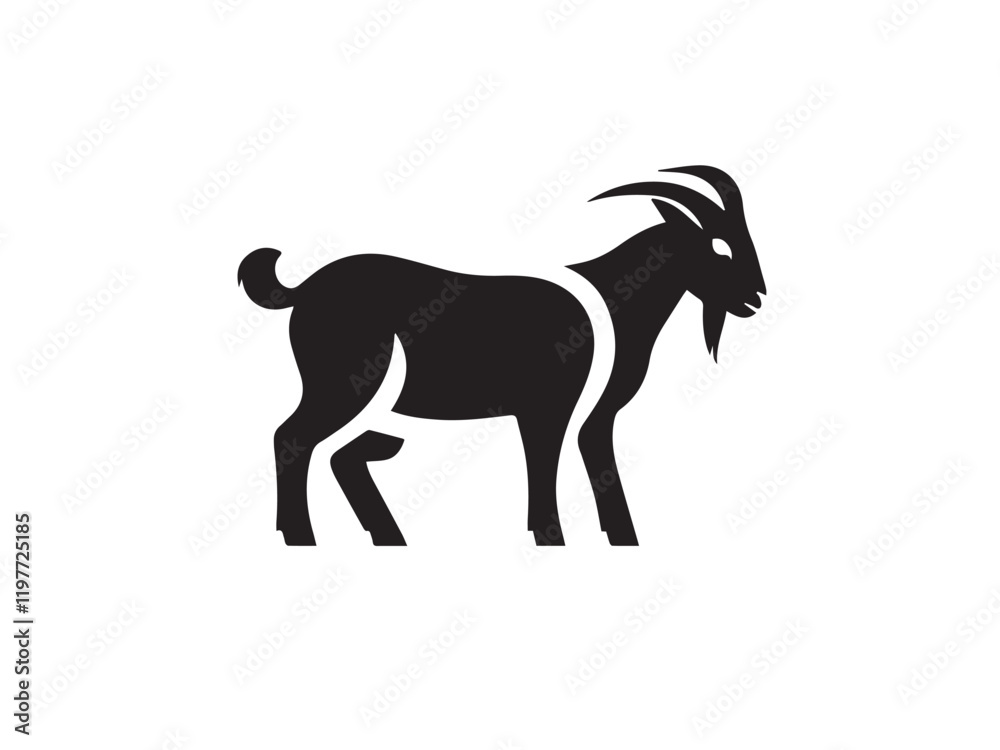 Fototapeta premium Black Goat Silhouette. Goat icon. Black Goat logo. Black Goat silhouette isolated on white background. Vector illustration. 