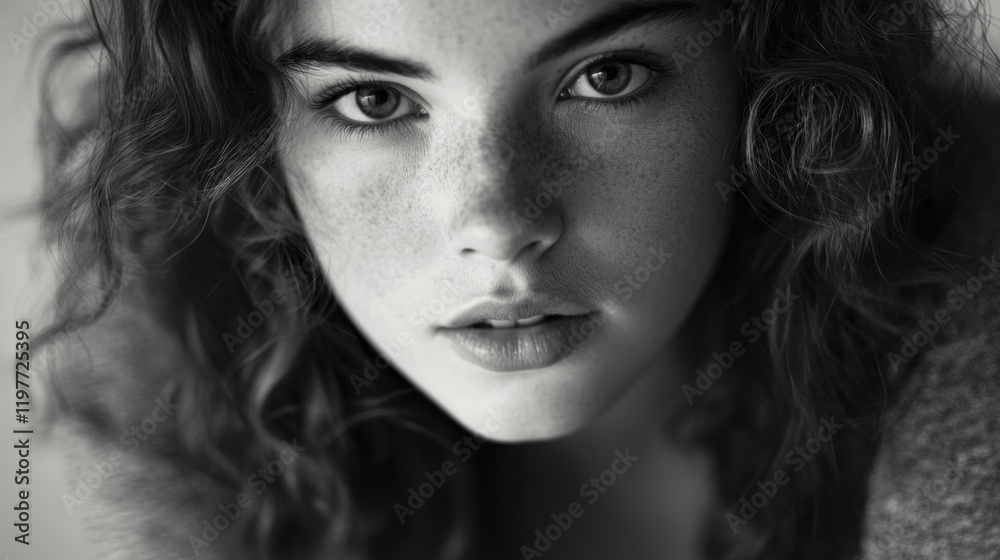 A woman's close-up portrait with artistic makeup and styling. A woman's close-up portrait with artistic makeup and styling.
