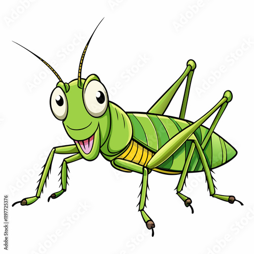 green grasshopper isolated on white background
