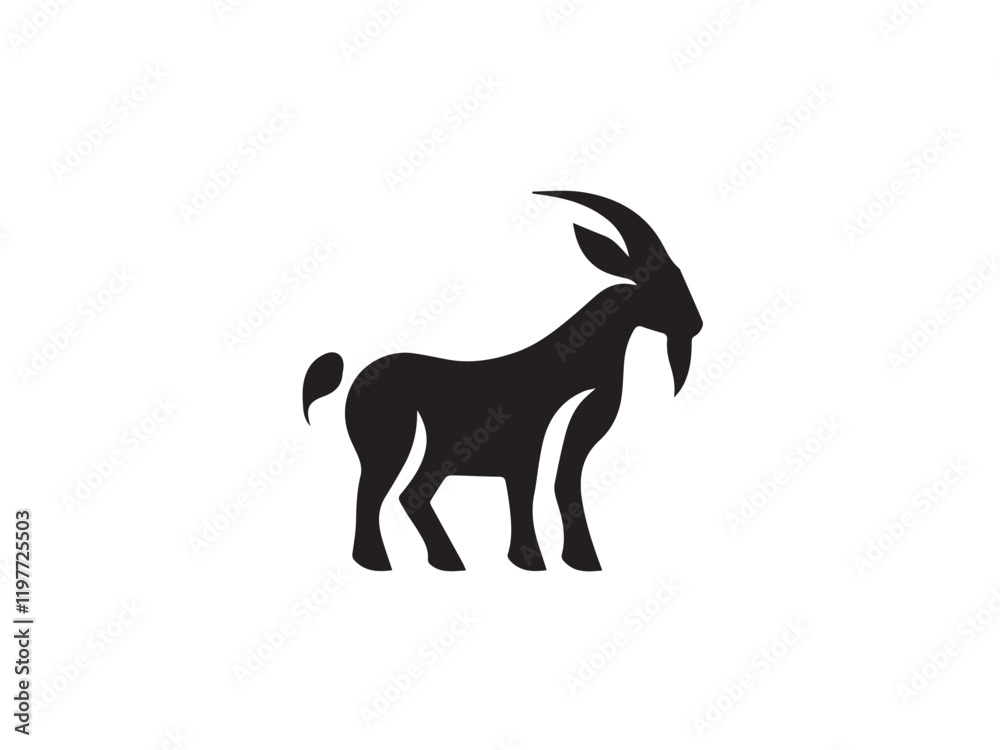 Fototapeta premium Black Goat Silhouette. Goat icon. Black Goat logo. Black Goat silhouette isolated on white background. Vector illustration. 