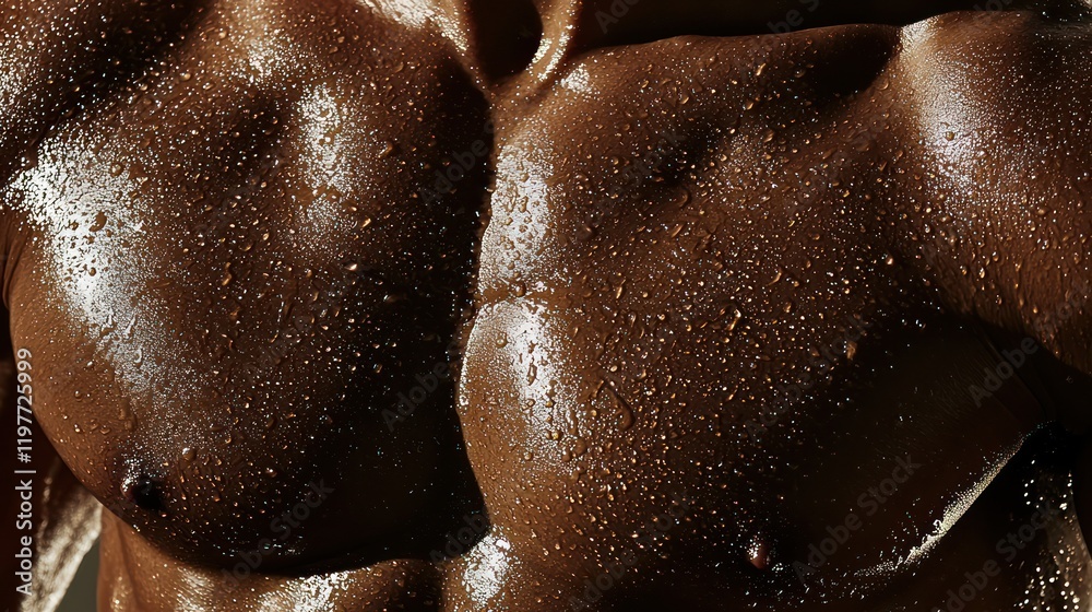 Fototapeta premium Sweaty Muscular Male Close-up