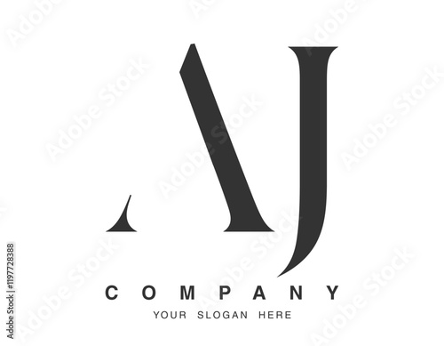 AJ logo design. Initial letter a and j serif font style. Creative classic company name typography. Trendy logotype or identity.