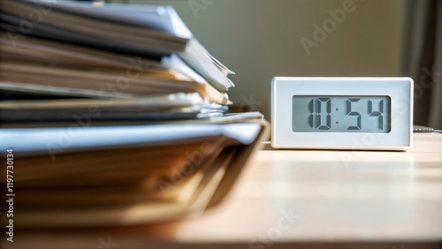 Digital Clock Ticking Faster Than Normal, Workload deadlines balance concept. photo