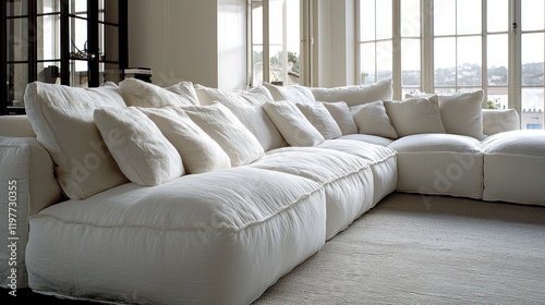 Coastal home's comfy sectional sofa. photo