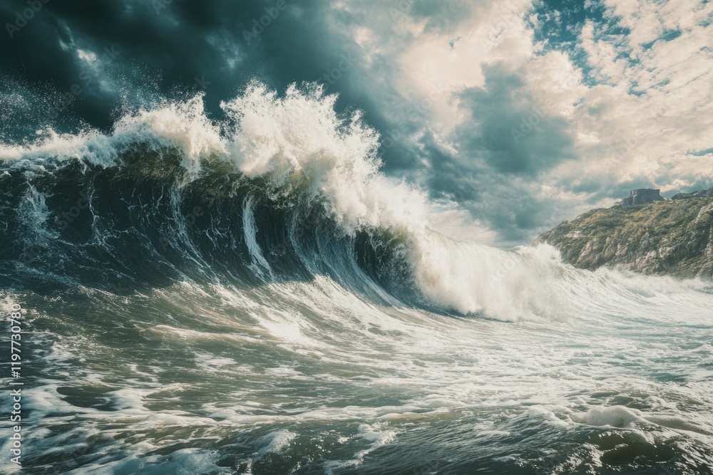 Obraz premium The rough sea during a storm.