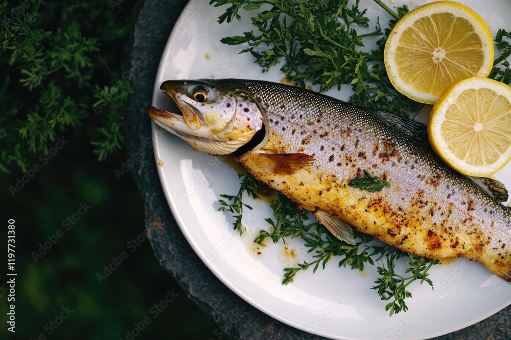 Fish and lemon for a delicious meal. Fish and lemon for a delicious meal.