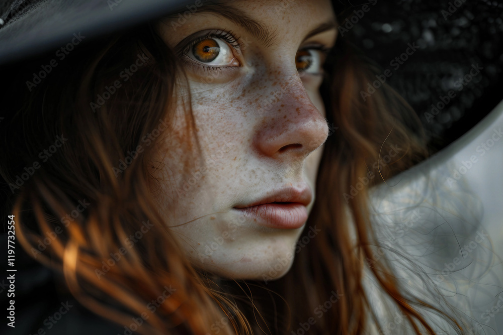 Generative AI portrait of mysterious Salem witch with captivating dark aesthetic traditional rituals