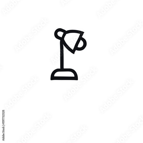 A minimalistic black-and-white line art icon of lamp in a clean vector design that evokes clarity and style