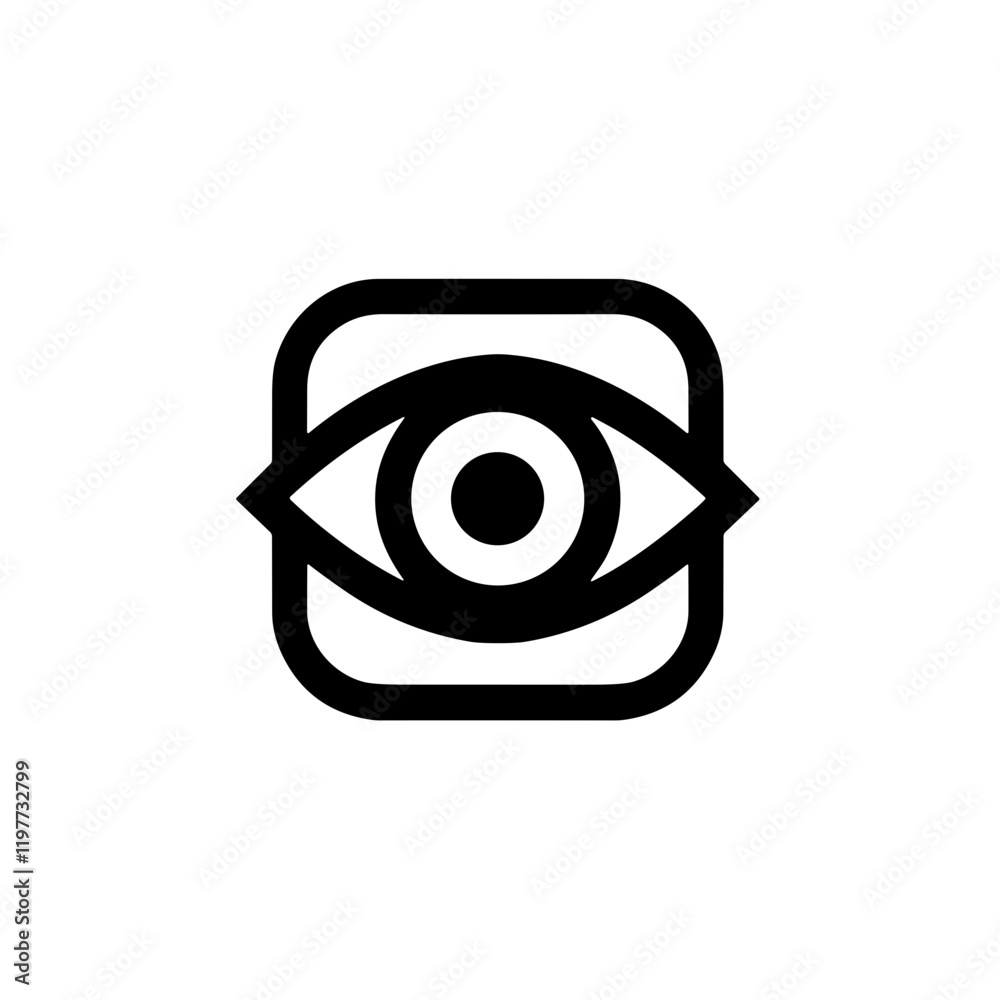 A minimalistic black-and-white line art icon of simple eye in a clean vector design that evokes clarity and awareness A minimalistic black-and-white line art icon of simple eye in a clean vector design that evokes clarity and awareness