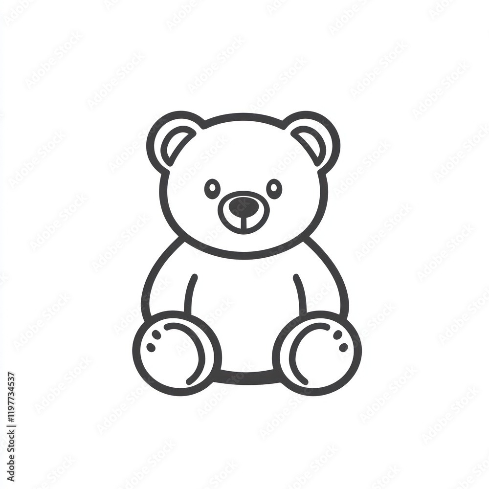 Stuffed bear outline on white background for children's design, greeting cards, or educational materials Stuffed bear outline on white background for children's design, greeting cards, or educational materials