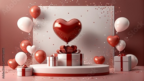 Romantic Valentine s Day Gift Heart Balloon Presents Confetti