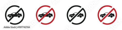 No parking vector signs. Trendy don't park here vector icon designs set