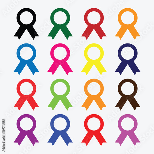 Awareness Ribbon Set. Award Ribbons Vector. World Cancer Day. Set of Colorful Awareness Ribbon.