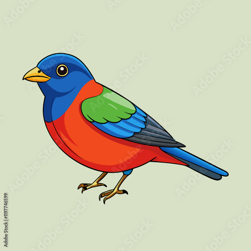 vector illustration of a painted bunting bird