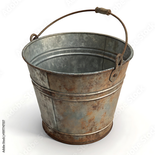 old bucket isolated on white