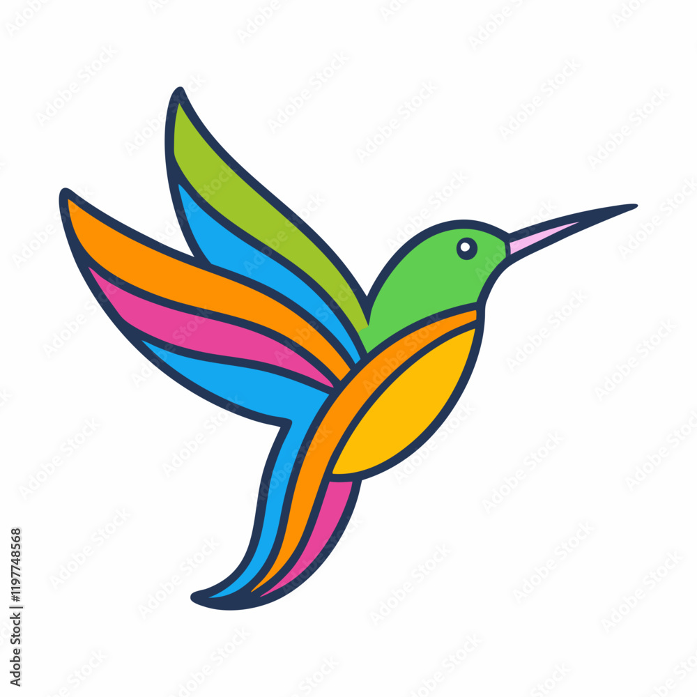 Fototapeta premium Vibrant hummingbird design, perfect for children's products or nature themes.