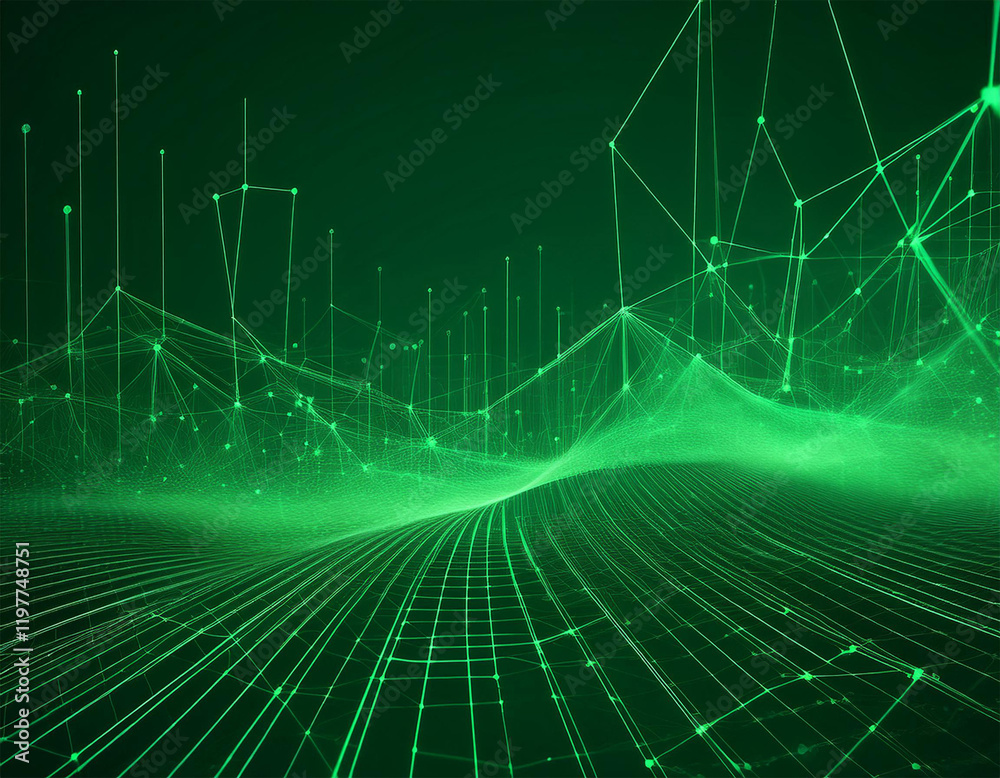 Fototapeta premium network connection structure green science background abstract digital background big data visualization 3d rendering