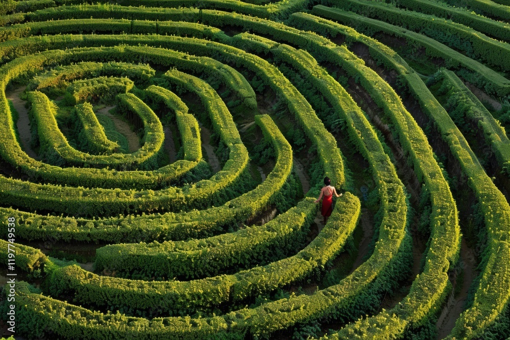 Abstract maze with human figure showing complexities of life decisions. Abstract maze with human figure showing complexities of life decisions.