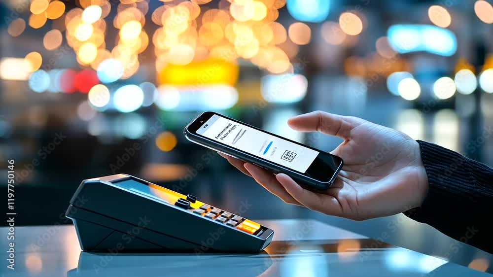 A customer making a contactless payment with their smartphone