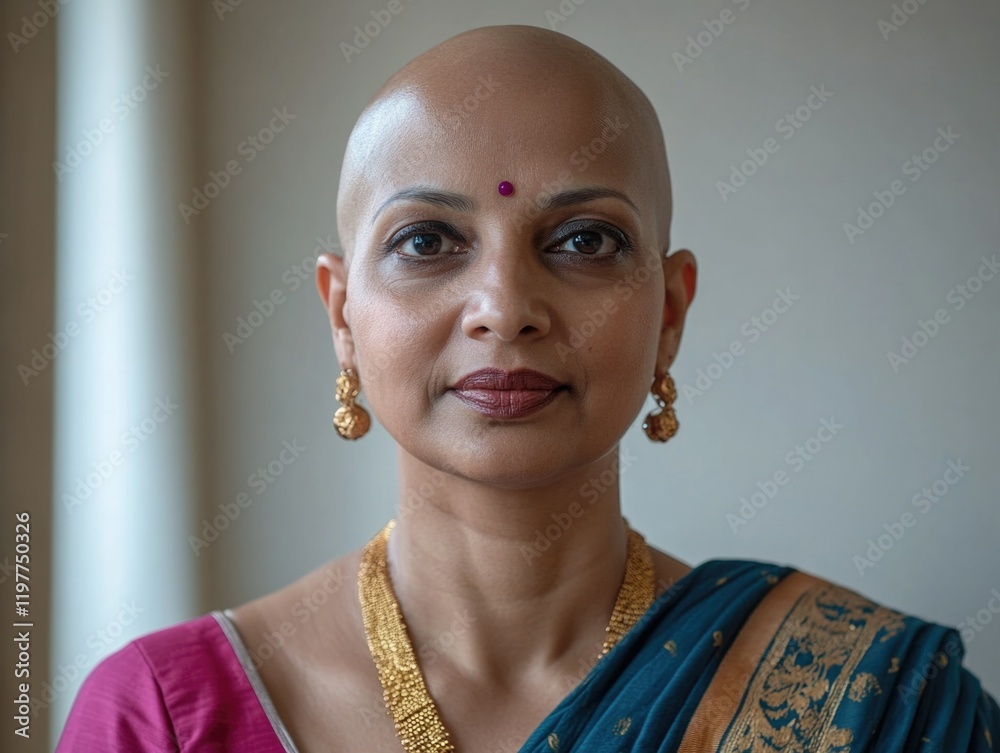 Empowered Woman, Bare-headed Portrait with Traditional Accessories