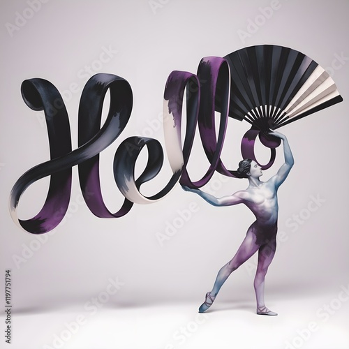 3d render of a render of a Hello symbol glittering on white background 