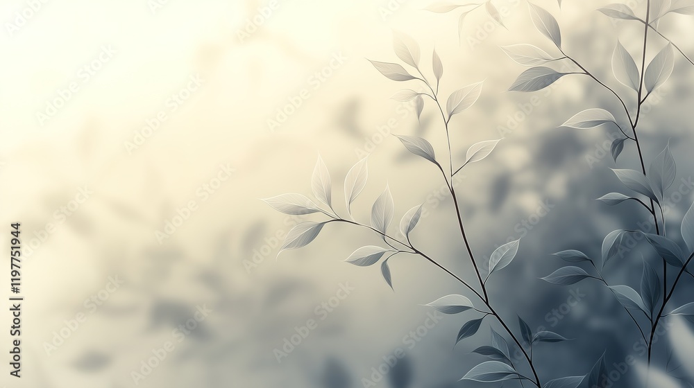 Naklejka premium Delicate willow branches in fresh green, soft morning light, serene and minimalist Qingming Festival scene.