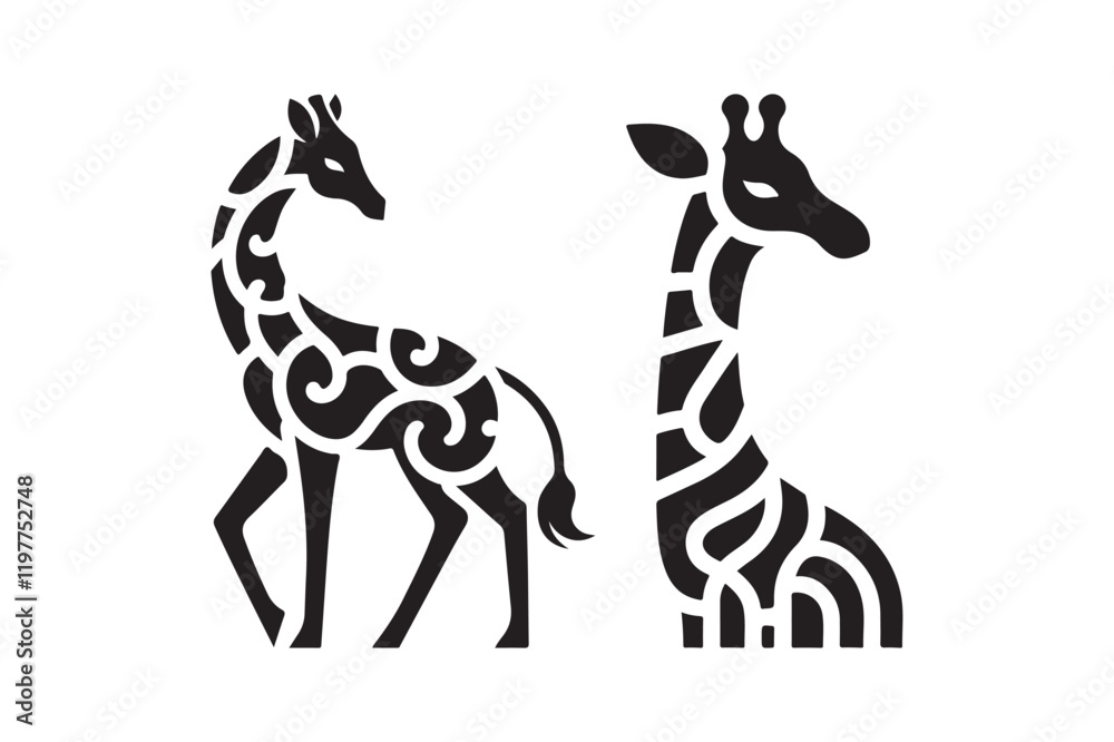 Obraz premium Tribal Giraffe Silhouette Design with Artistic Patterns