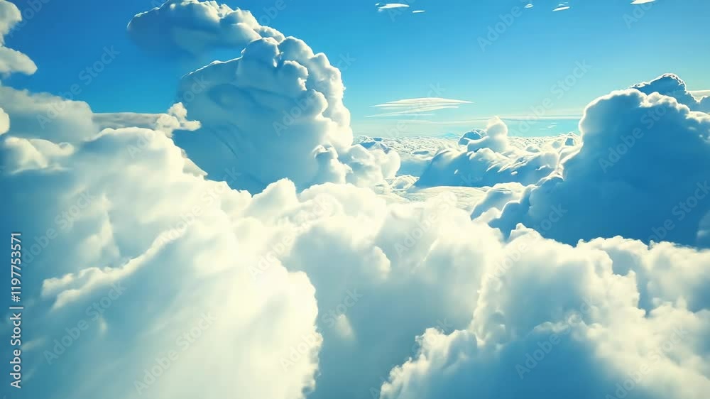 Majestic clouds drift through serene blue sky in peaceful timelapse