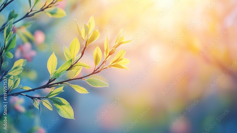 Delicate willow branches in fresh green, soft morning light, serene and minimalist Qingming Festival scene.