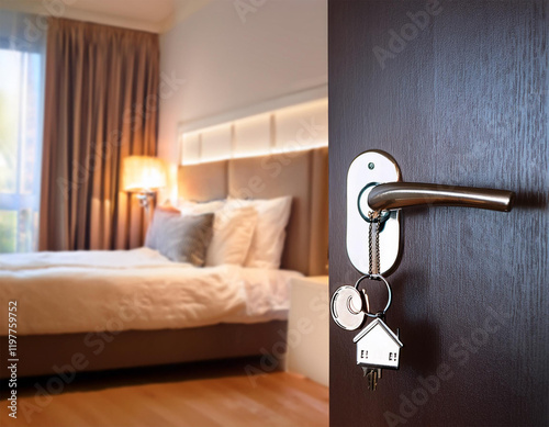 opened bedroom door with the key