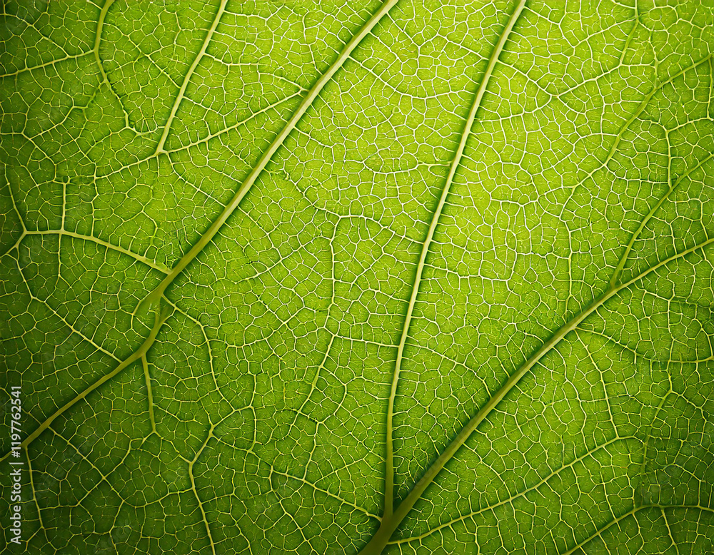 Obraz premium A tranquil atmosphere leaf vein textures in soft greens and subtle yellows for organic backgrounds