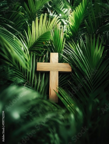 Wallpaper Mural Crucifix Amidst Tropical Plants Torontodigital.ca