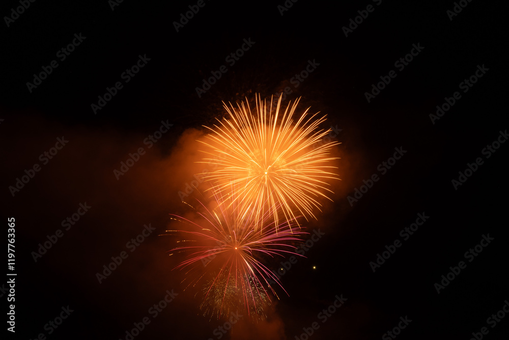 Fireworks at the national holiday in Vaduz in Liechtenstein Fireworks at the national holiday in Vaduz in Liechtenstein