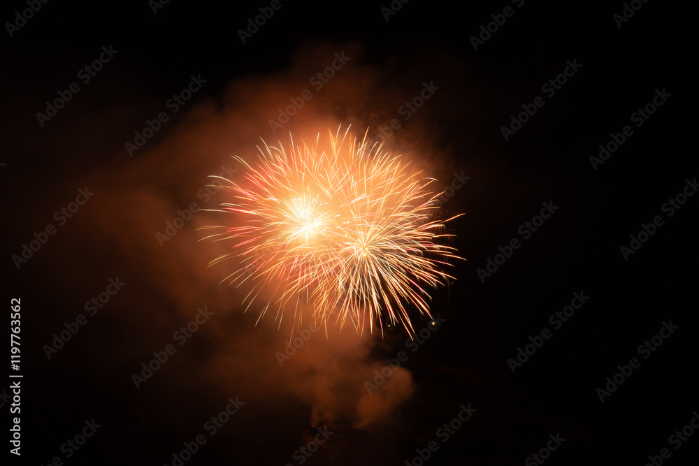 Fireworks at the national holiday in Vaduz in Liechtenstein