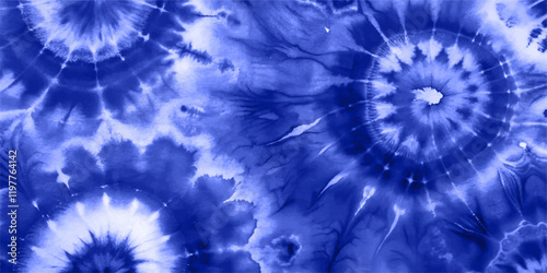 Tie Dye Shibori - horizontal Vector Background in Indigo color. Watercolour vector Texture. Organic Texture Element Wabi Sabi, Ikat