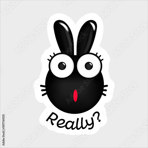 Bunny character. Sticker. Vector design. Really?