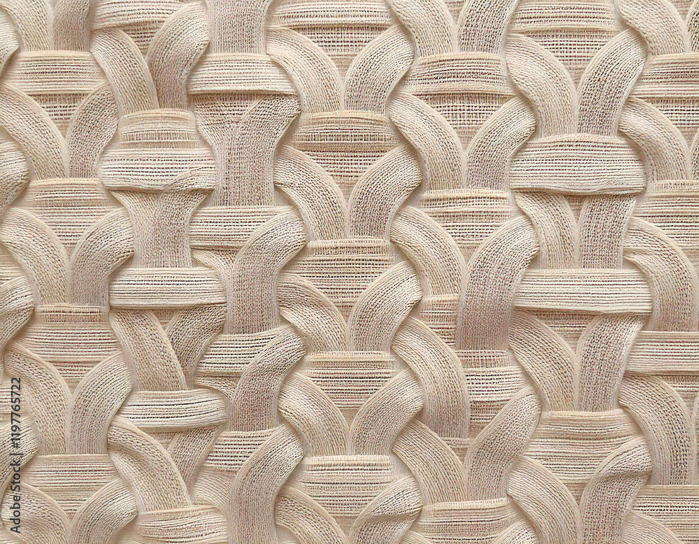Fototapeta premium A serene atmosphere with woven linen patterns in neutral tones minimalist living space textile design indoor environment close-up view aesthetic comfort for modern homes