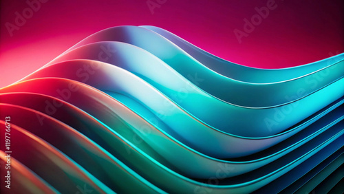 Vibrant waves of turquoise and pink create a fluid, abstract pattern against a gradient background. The smooth curving lines convey a sense of motion and energy.Wallpaper, background or banner. AI